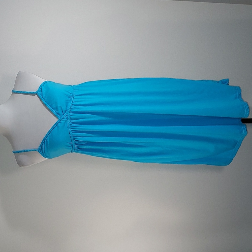 Aerpostale Aquamarine Blue Braided Spaghetti Strap Y2K Beach Sundress Size Large